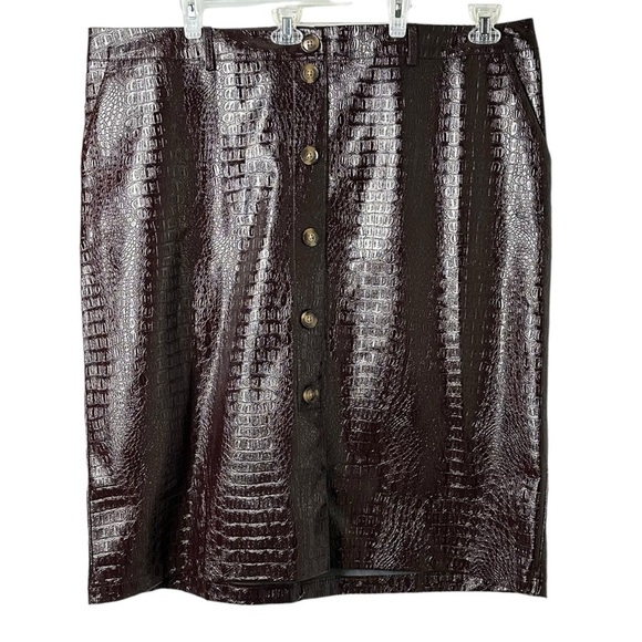 Rachel Comey Target 20W/22W Faux Leather Textured Pencil Skirt Chicory Coffee - Picture 11 of 11
